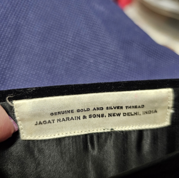 INDIA EVENING BLACK VELVET PURSE GENUINE GOLD & SILVER THREAD JAGAT NARAIN & SON - Picture 7 of 10